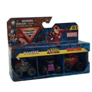 Monster Jam Mini Trucks Marvel Thor Black Panther Iron Man Series 1 New
